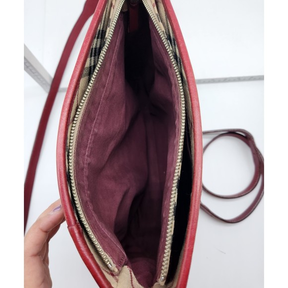 Burberry Red Crossbody Bag with Classic Check Pattern - Picture 11 of 15